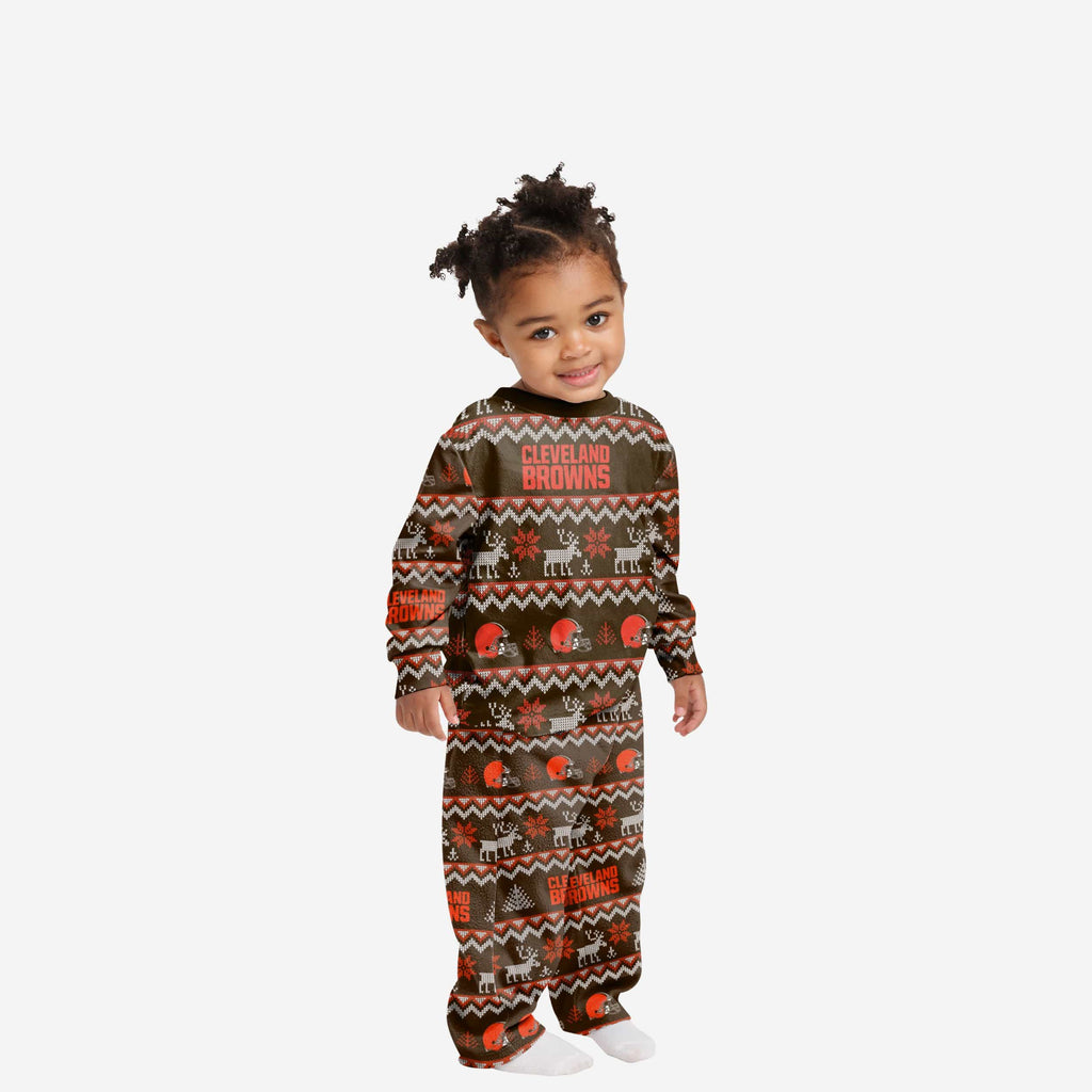 Cleveland Browns Toddler Ugly Pattern Family Holiday Pajamas FOCO 2T - FOCO.com