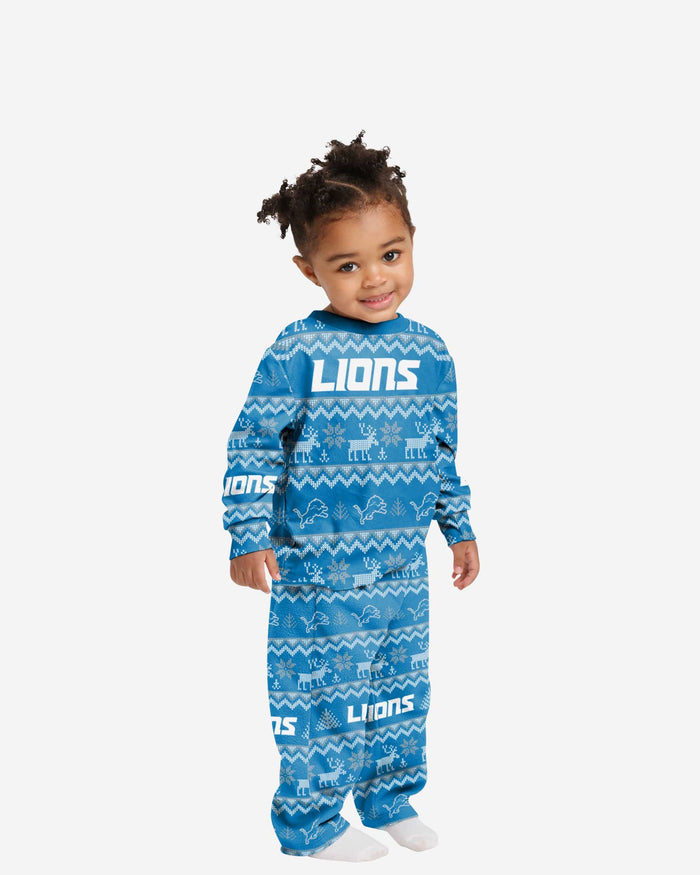Detroit Lions Toddler Ugly Pattern Family Holiday Pajamas FOCO 2T - FOCO.com