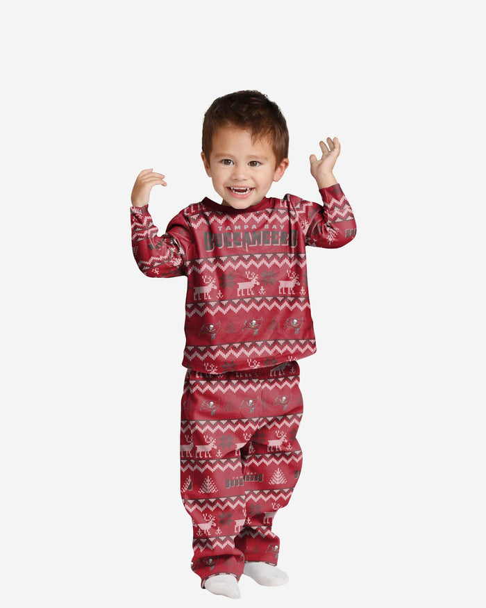 Tampa Bay Buccaneers Toddler Ugly Pattern Family Holiday Pajamas FOCO 2T - FOCO.com