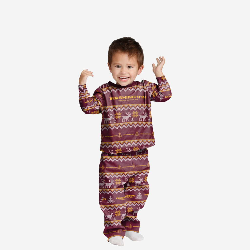 Washington Commanders Toddler Ugly Pattern Family Holiday Pajamas FOCO 2T - FOCO.com