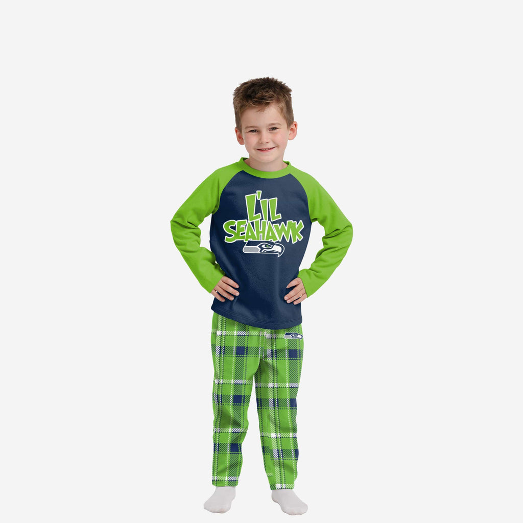Seattle Seahawks Toddler Plaid Family Holiday Pajamas FOCO 2T - FOCO.com