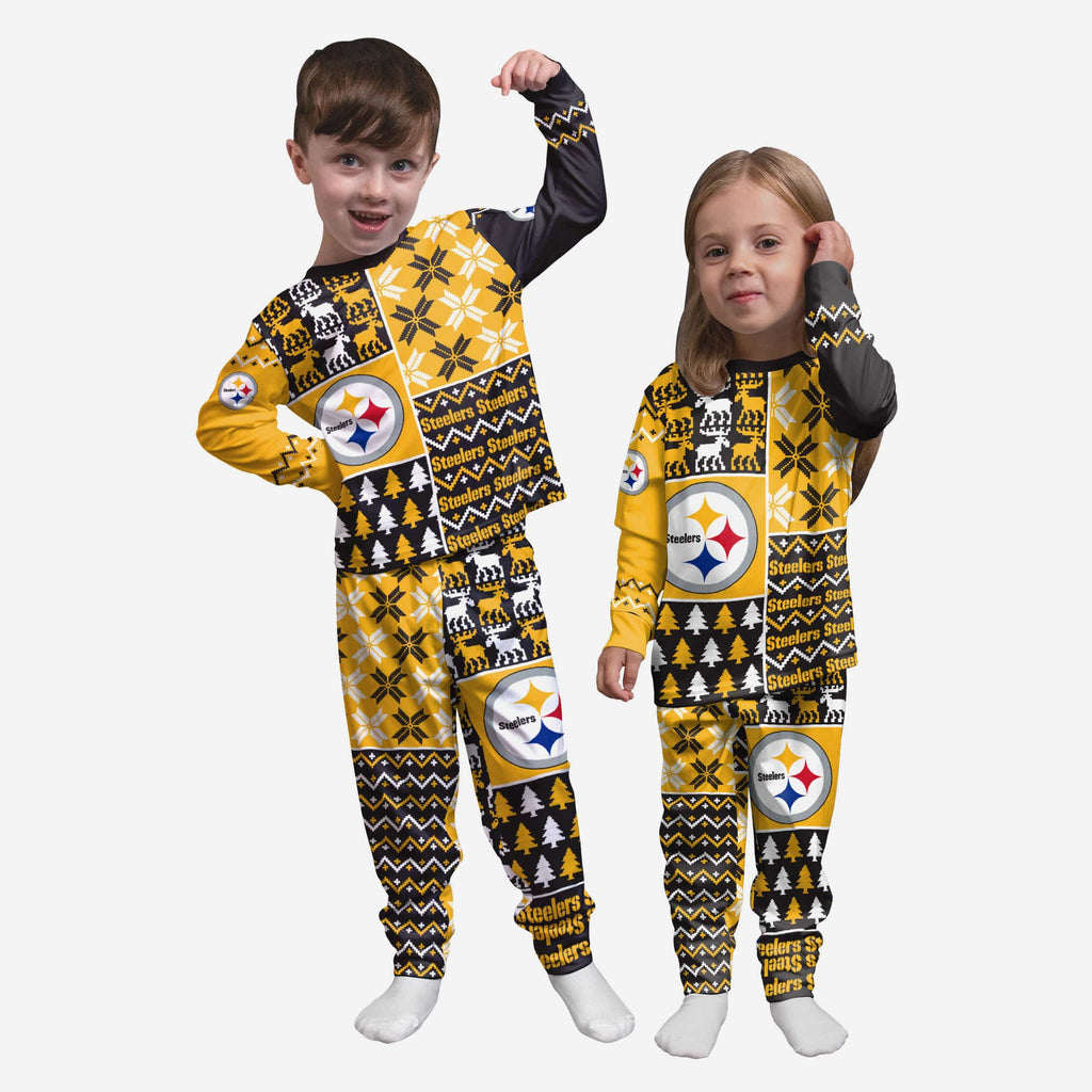 Pittsburgh Steelers Toddler Busy Block Family Holiday Pajamas FOCO 2T - FOCO.com