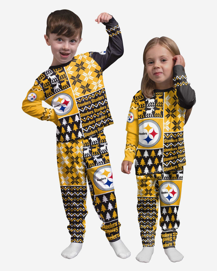 Pittsburgh Steelers Toddler Busy Block Family Holiday Pajamas FOCO 2T - FOCO.com