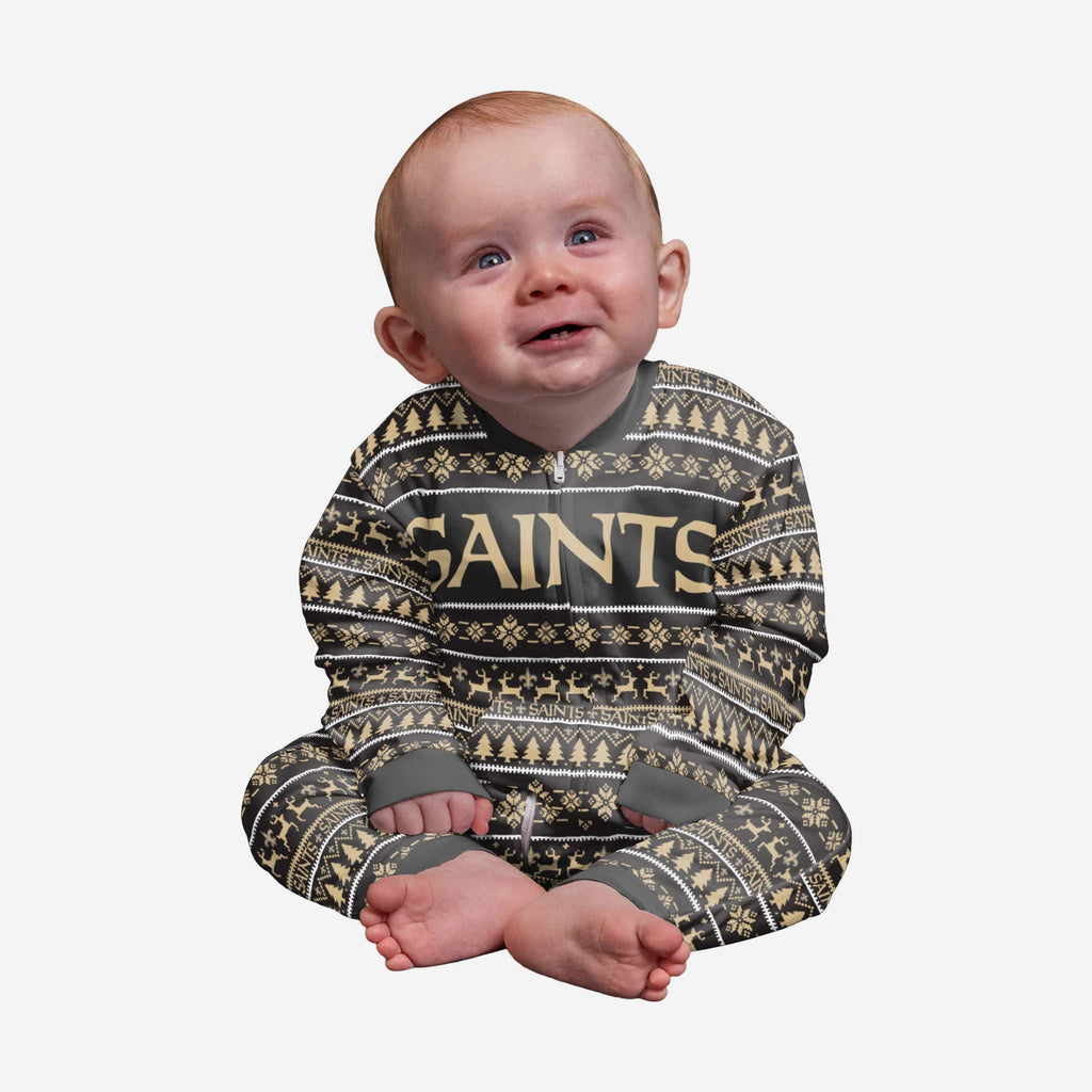 New Orleans Saints Infant Family Holiday Pajamas FOCO 12 mo - FOCO.com