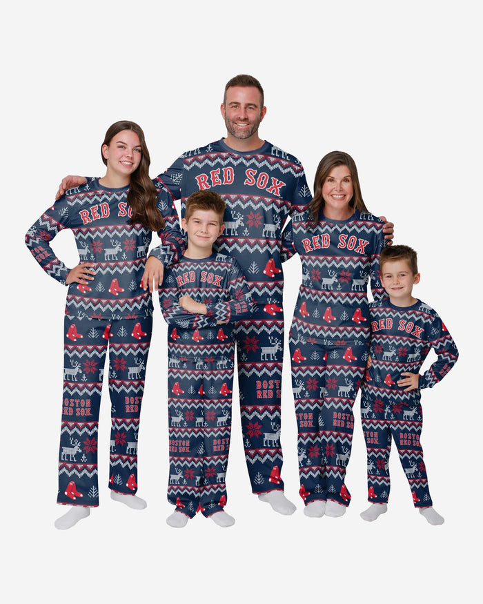Boston Red Sox Youth Ugly Pattern Family Holiday Pajamas FOCO - FOCO.com
