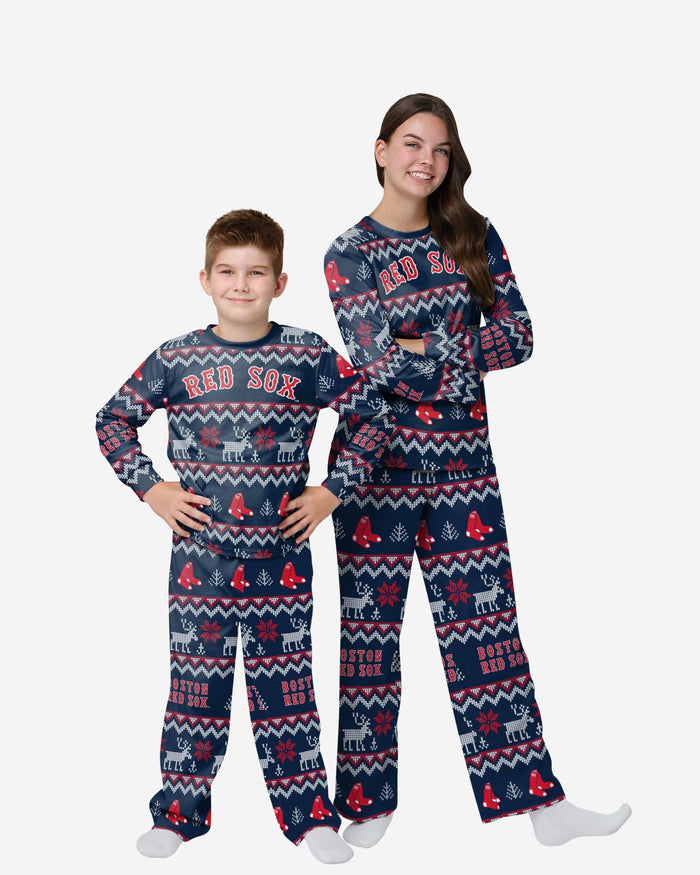 Boston Red Sox Youth Ugly Pattern Family Holiday Pajamas FOCO 4 - FOCO.com