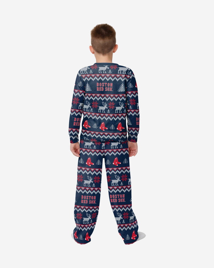 Boston Red Sox Youth Ugly Pattern Family Holiday Pajamas FOCO - FOCO.com