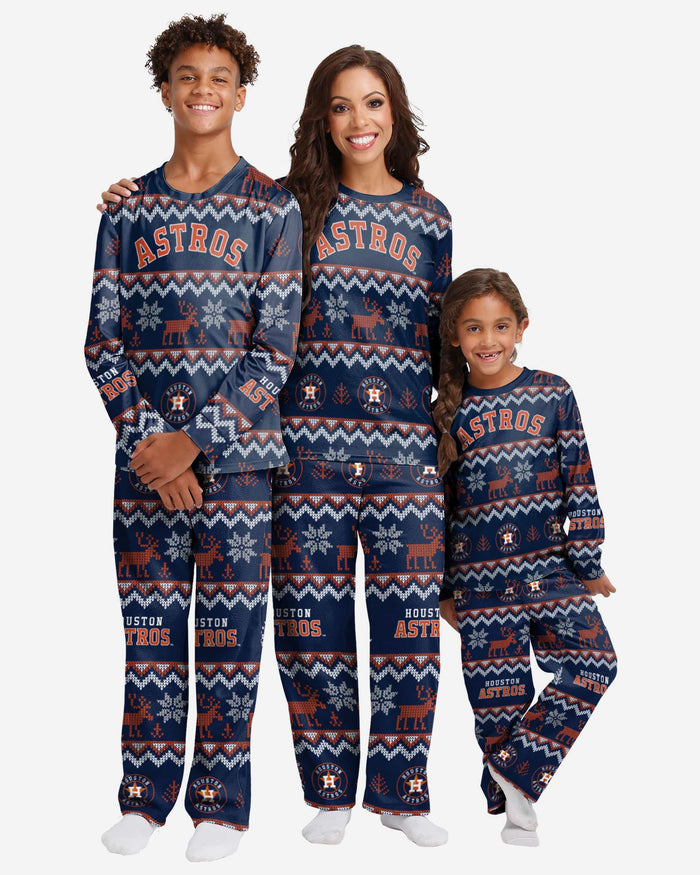 Houston Astros Youth Ugly Pattern Family Holiday Pajamas FOCO - FOCO.com