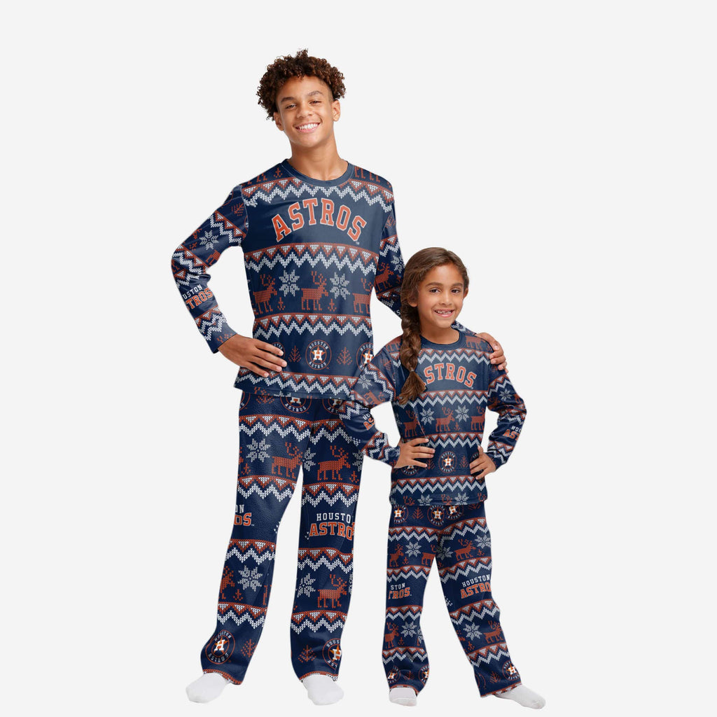 Houston Astros Youth Ugly Pattern Family Holiday Pajamas FOCO 4 - FOCO.com