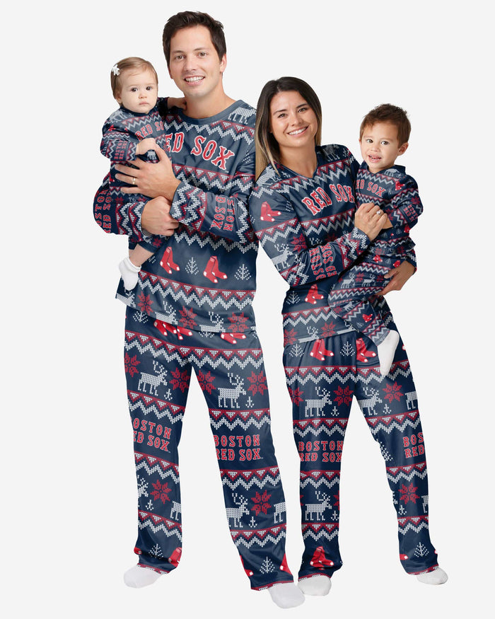 Boston Red Sox Infant Ugly Pattern Family Holiday Pajamas FOCO - FOCO.com