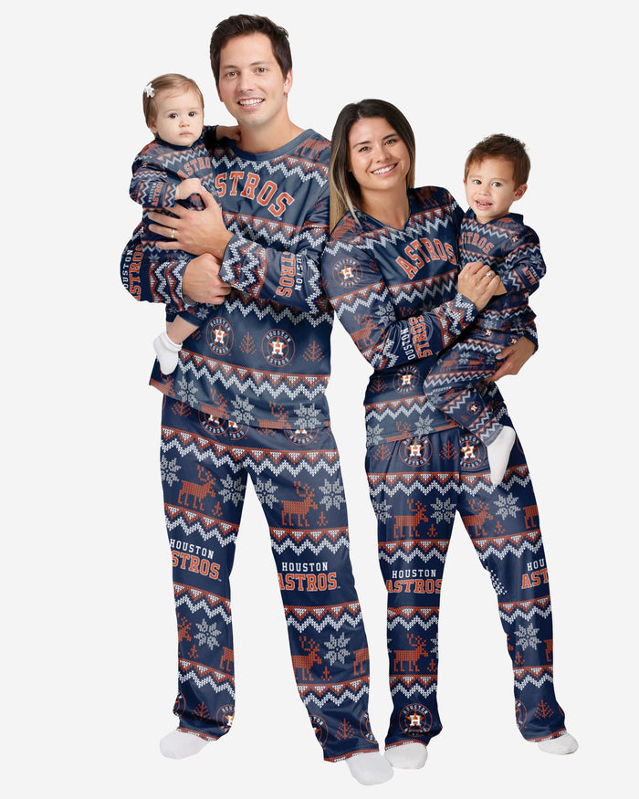 Houston Astros Infant Ugly Pattern Family Holiday Pajamas FOCO - FOCO.com