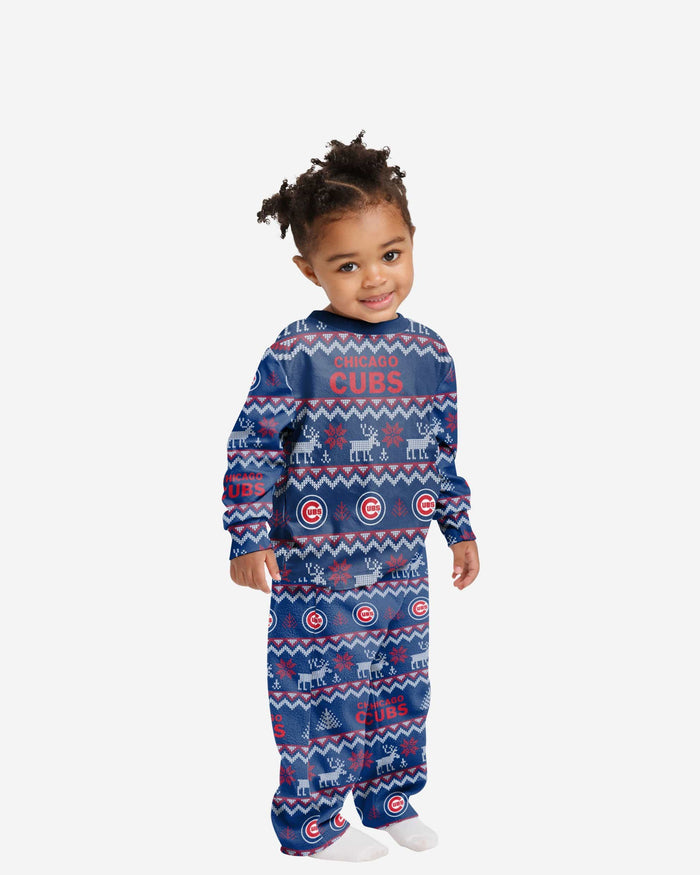 Chicago Cubs Toddler Ugly Pattern Family Holiday Pajamas FOCO 2T - FOCO.com