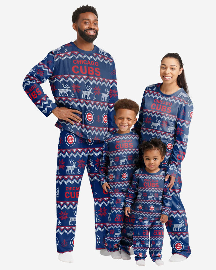 Chicago Cubs Toddler Ugly Pattern Family Holiday Pajamas FOCO - FOCO.com