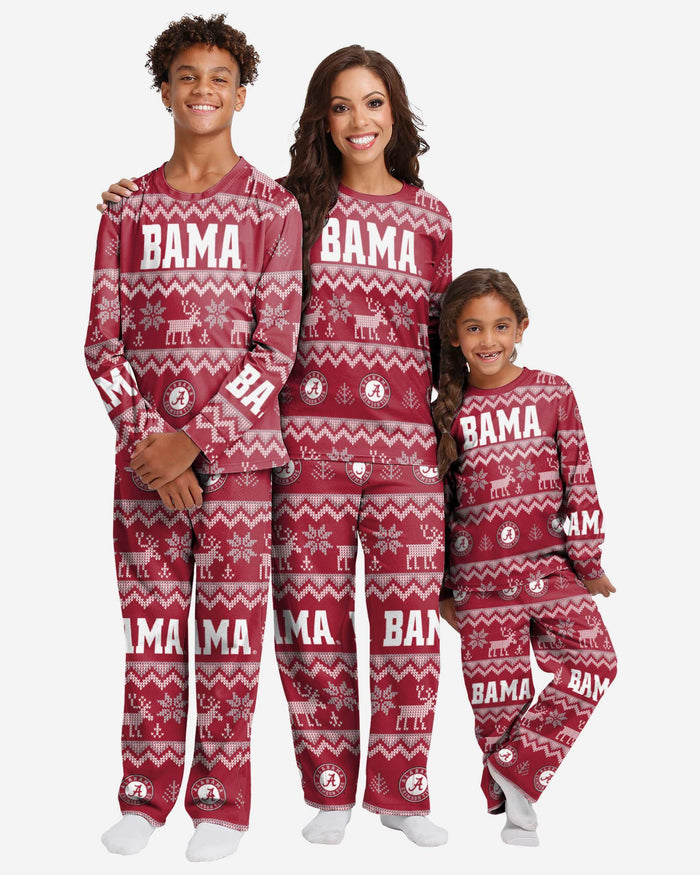 Alabama Crimson Tide Youth Ugly Pattern Family Holiday Pajamas FOCO - FOCO.com