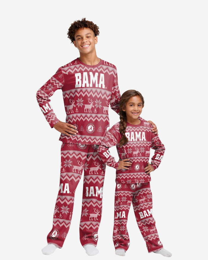 Alabama Crimson Tide Youth Ugly Pattern Family Holiday Pajamas FOCO 4 - FOCO.com