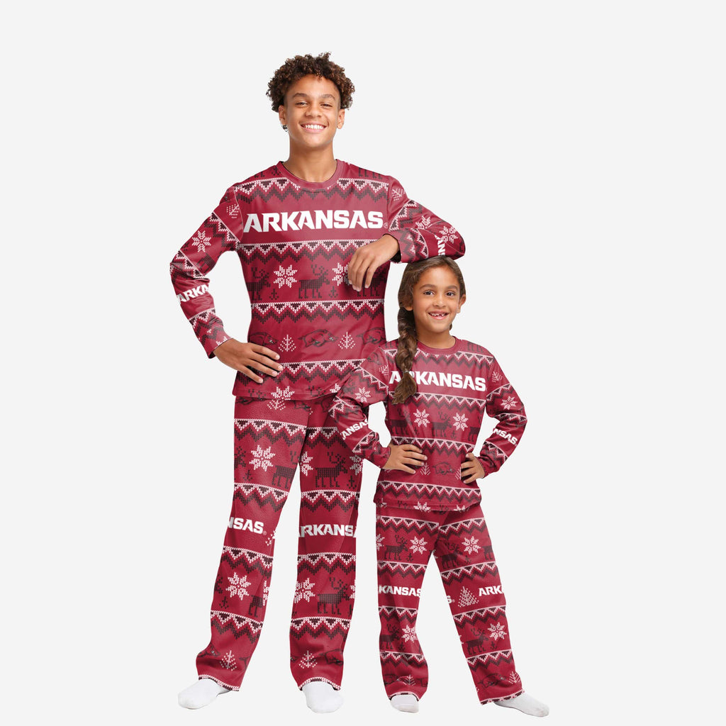 Arkansas Razorbacks Youth Ugly Pattern Family Holiday Pajamas FOCO 4 - FOCO.com