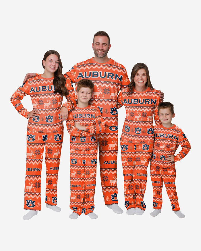 Auburn Tigers Youth Ugly Pattern Family Holiday Pajamas FOCO - FOCO.com