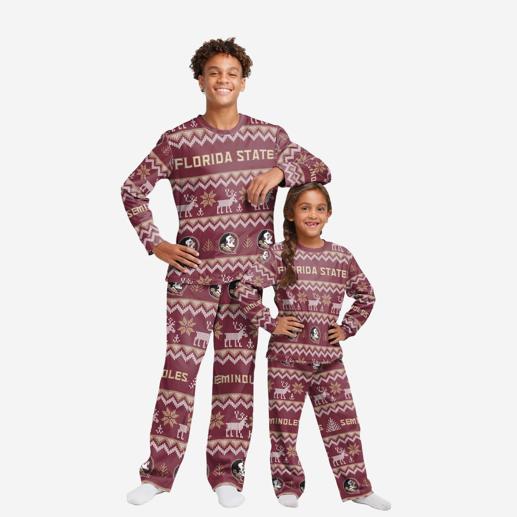 Florida State Seminoles Youth Ugly Pattern Family Holiday Pajamas FOCO 4 - FOCO.com