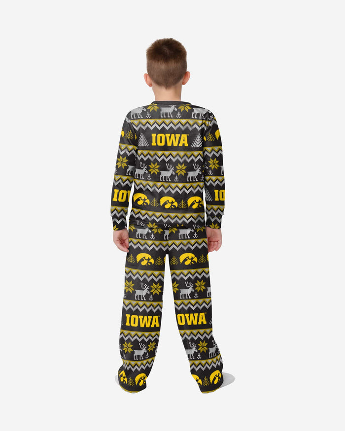 Iowa Hawkeyes Youth Ugly Pattern Family Holiday Pajamas FOCO - FOCO.com