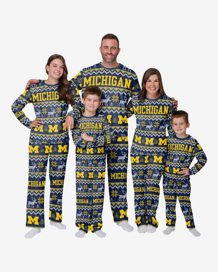 Michigan Wolverines Youth Ugly Pattern Family Holiday Pajamas FOCO - FOCO.com