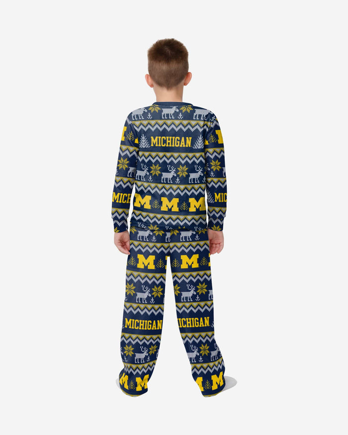Michigan Wolverines Youth Ugly Pattern Family Holiday Pajamas FOCO - FOCO.com