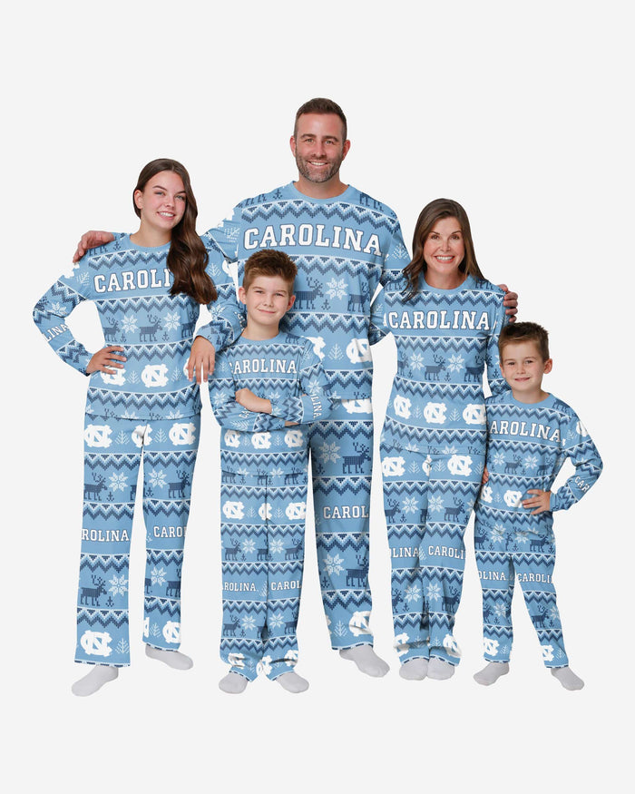 North Carolina Tar Heels Youth Ugly Pattern Family Holiday Pajamas FOCO - FOCO.com
