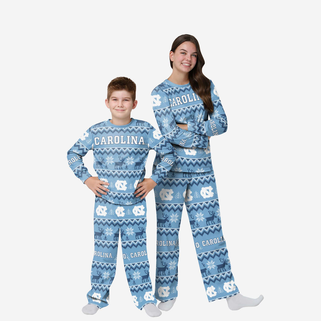 North Carolina Tar Heels Youth Ugly Pattern Family Holiday Pajamas FOCO 4 - FOCO.com