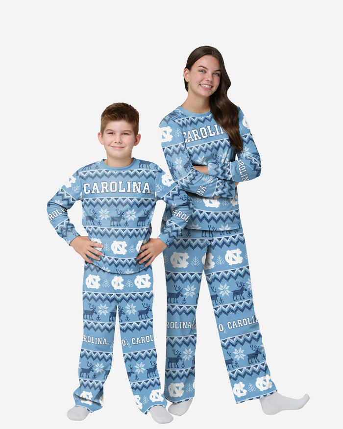 North Carolina Tar Heels Youth Ugly Pattern Family Holiday Pajamas FOCO 4 - FOCO.com