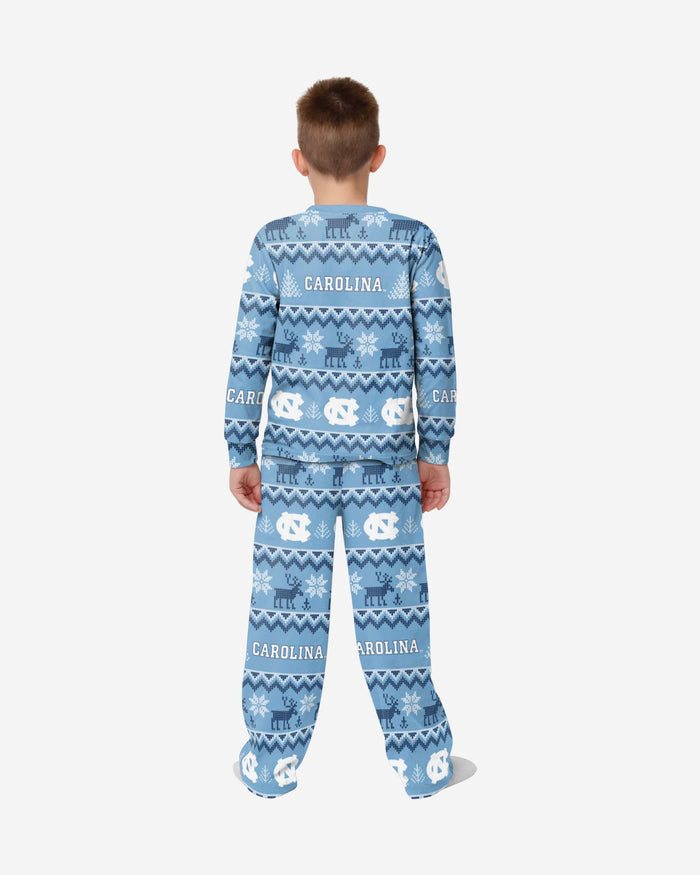 North Carolina Tar Heels Youth Ugly Pattern Family Holiday Pajamas FOCO - FOCO.com