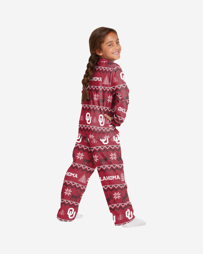 Oklahoma Sooners Youth Ugly Pattern Family Holiday Pajamas FOCO - FOCO.com