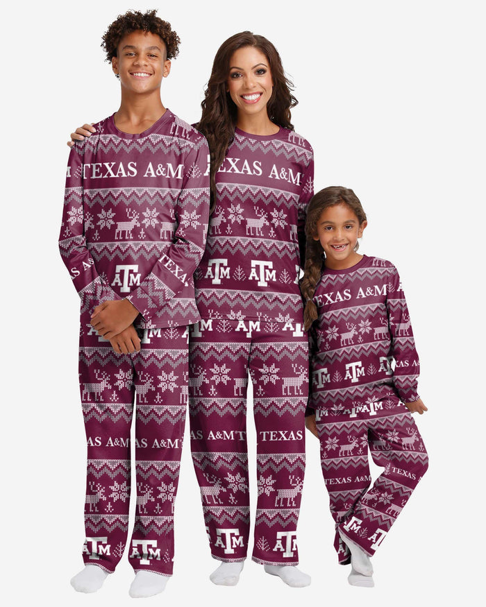 Texas A&M Aggies Youth Ugly Pattern Family Holiday Pajamas FOCO - FOCO.com