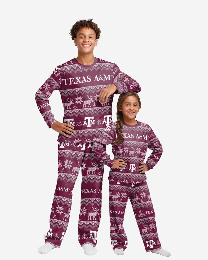 Texas A&M Aggies Youth Ugly Pattern Family Holiday Pajamas FOCO 4 - FOCO.com