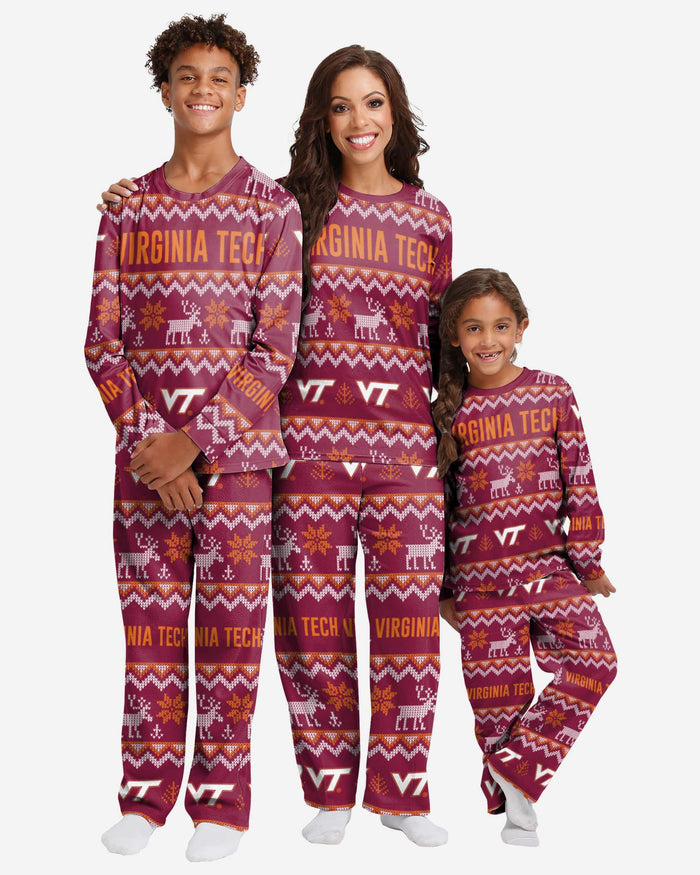Virginia Tech Hokies Youth Ugly Pattern Family Holiday Pajamas FOCO - FOCO.com