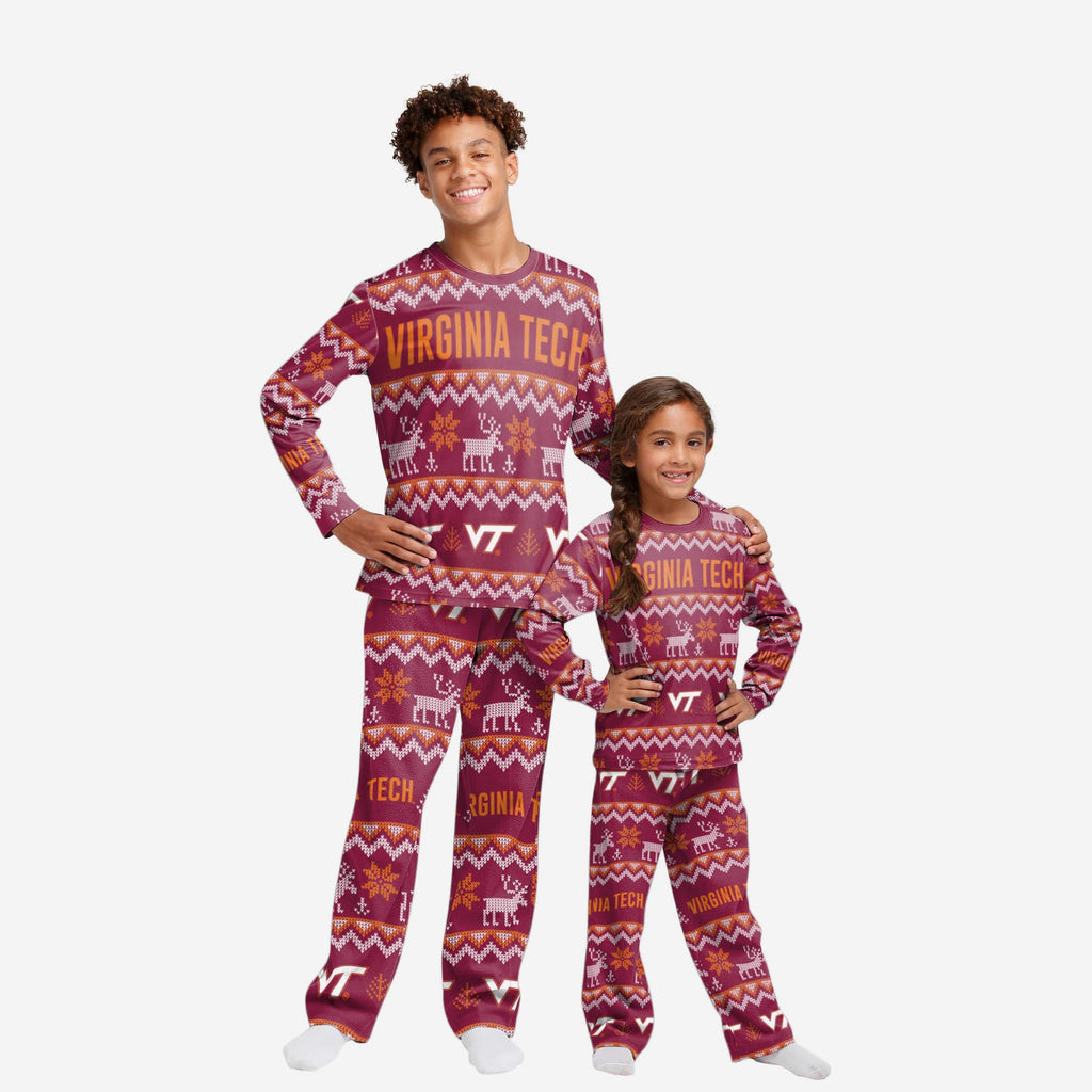 Virginia Tech Hokies Youth Ugly Pattern Family Holiday Pajamas FOCO 4 - FOCO.com