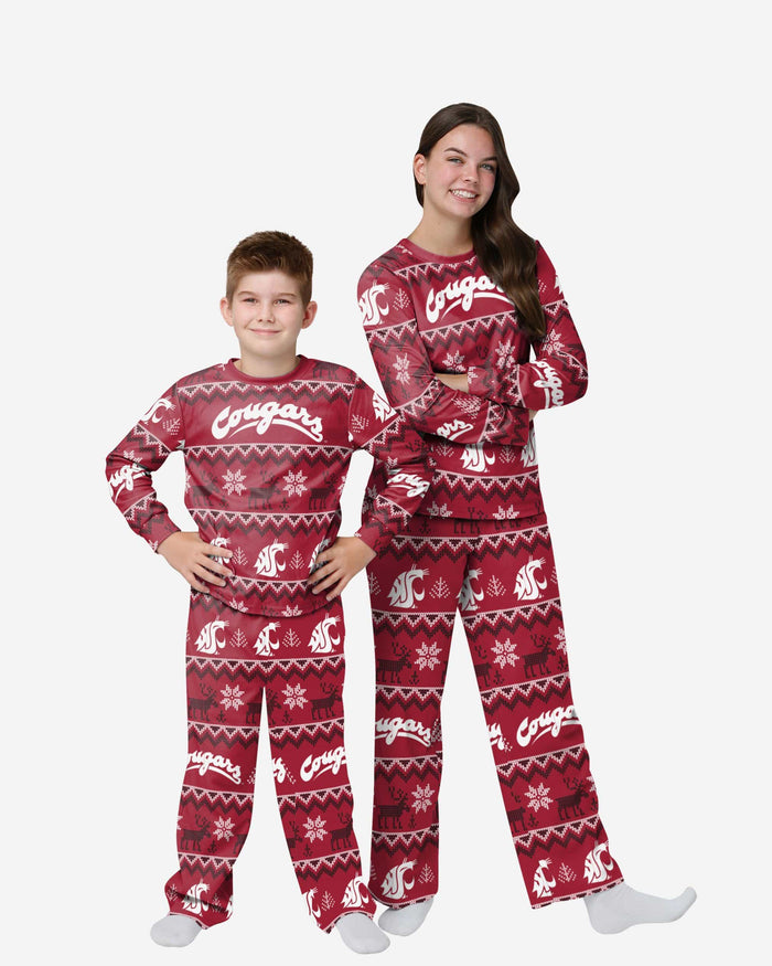 Washington State Cougars Youth Ugly Pattern Family Holiday Pajamas FOCO 4 - FOCO.com