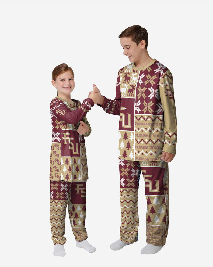 Florida State Seminoles Youth Busy Block Family Holiday Pajamas FOCO 4 - FOCO.com