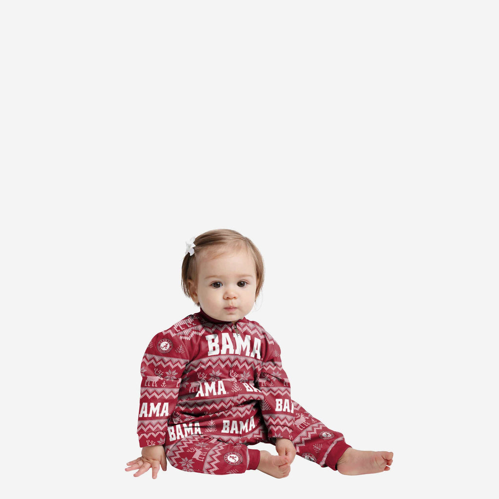 Alabama Crimson Tide Infant Ugly Pattern Family Holiday Pajamas FOCO 12 mo - FOCO.com