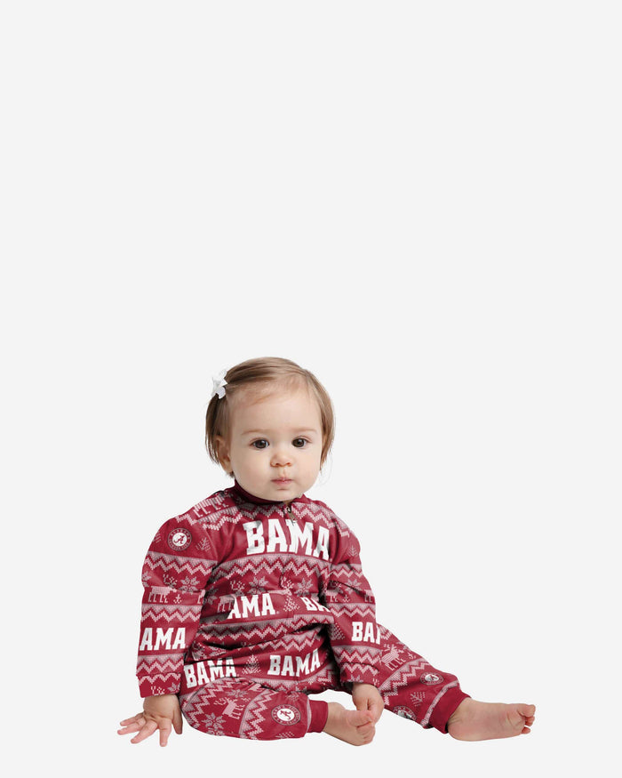Alabama Crimson Tide Infant Ugly Pattern Family Holiday Pajamas FOCO 12 mo - FOCO.com