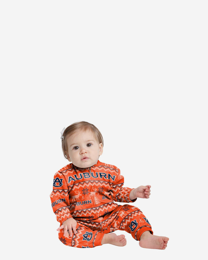 Auburn Tigers Infant Ugly Pattern Family Holiday Pajamas FOCO 12 mo - FOCO.com