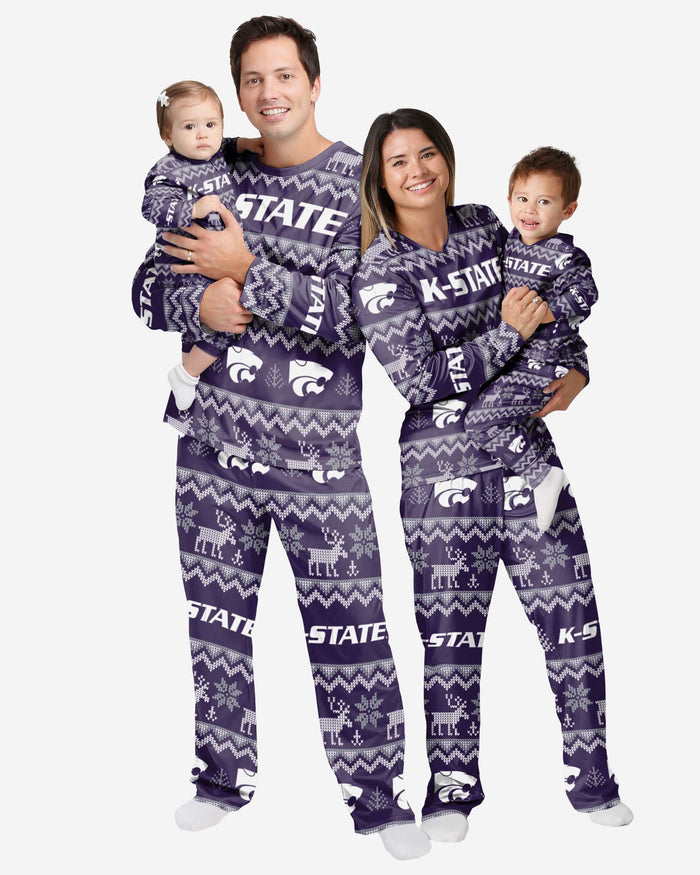 Kansas State Wildcats Infant Ugly Pattern Family Holiday Pajamas FOCO - FOCO.com