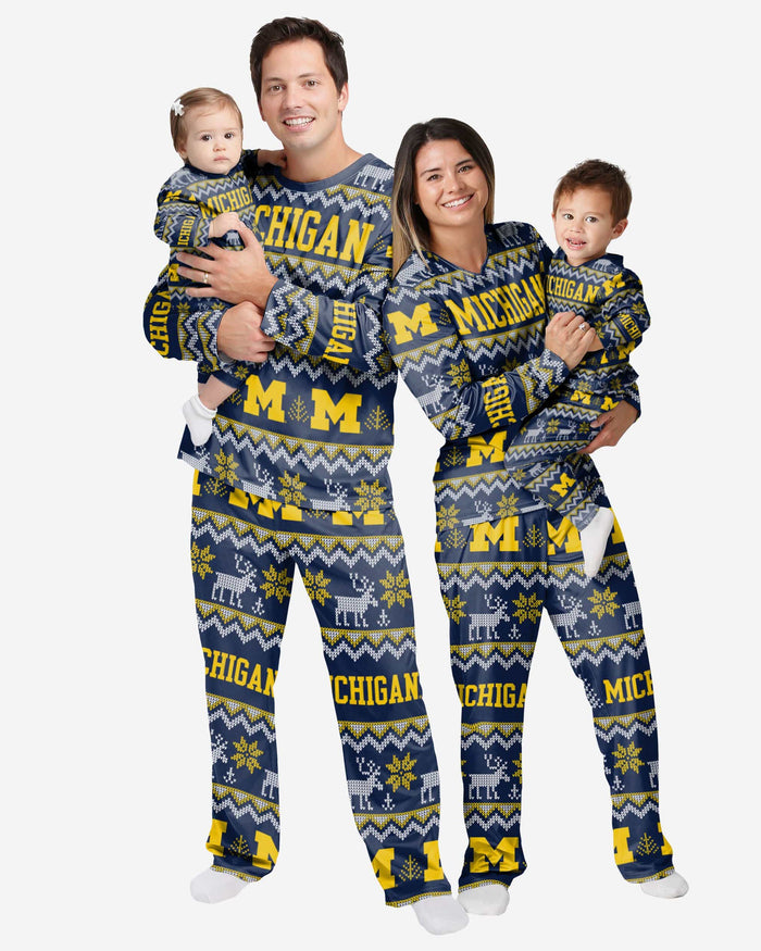 Michigan Wolverines Infant Ugly Pattern Family Holiday Pajamas FOCO - FOCO.com