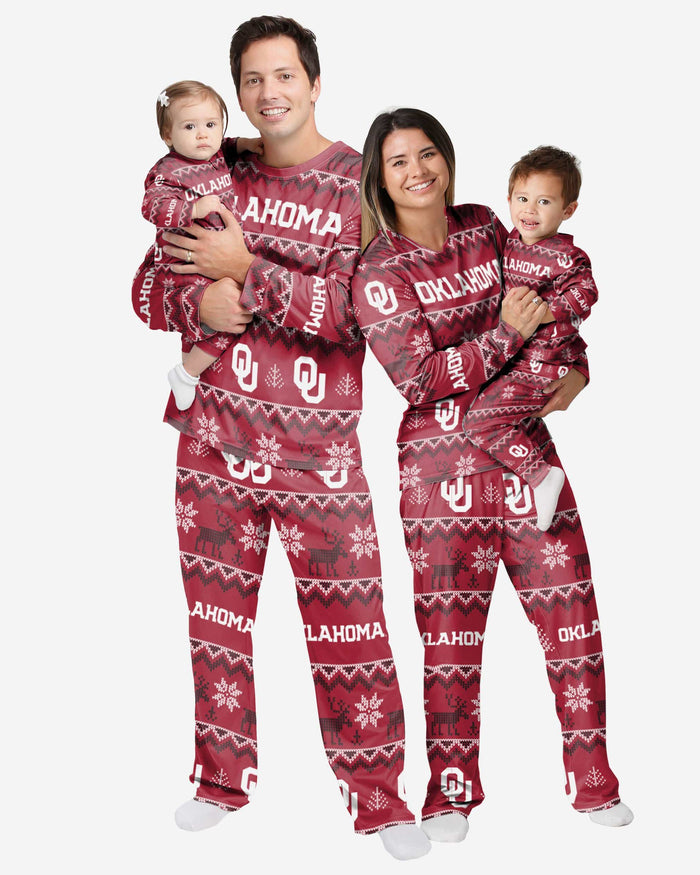 Oklahoma Sooners Infant Ugly Pattern Family Holiday Pajamas FOCO - FOCO.com