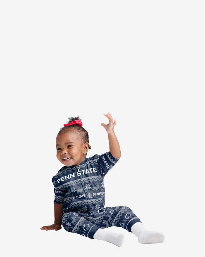 Penn State Nittany Lions Infant Ugly Pattern Family Holiday Pajamas FOCO 12 mo - FOCO.com