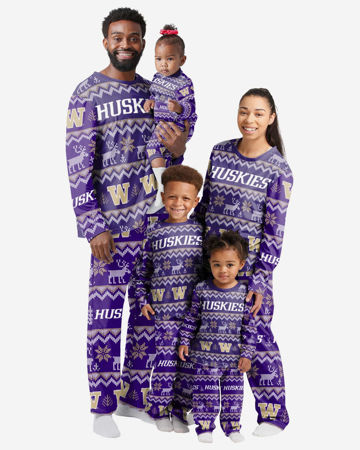 Washington Huskies Infant Ugly Pattern Family Holiday Pajamas FOCO - FOCO.com