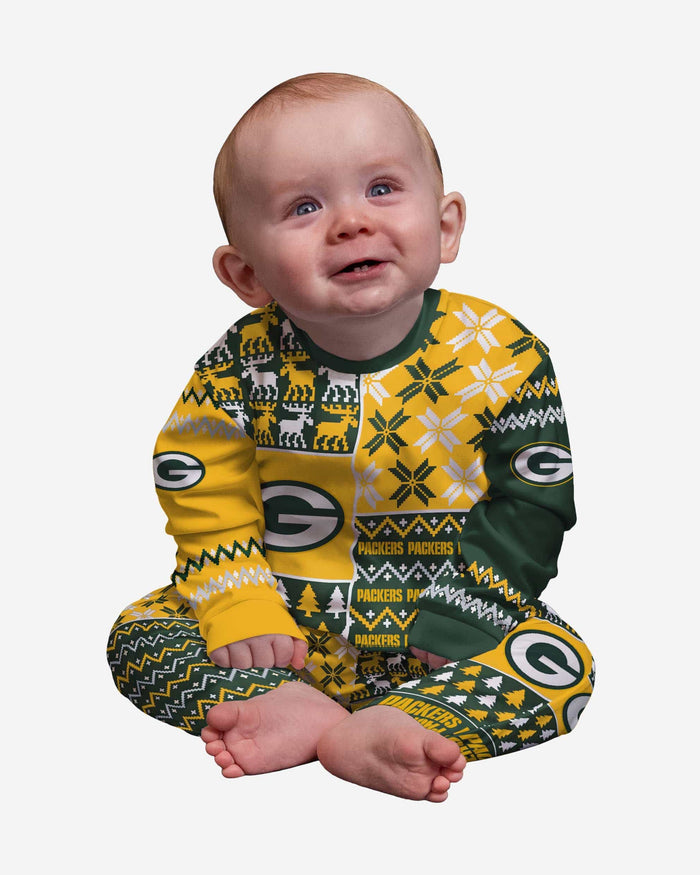 Green Bay Packers Infant Busy Block Family Holiday Pajamas FOCO 12 mo - FOCO.com