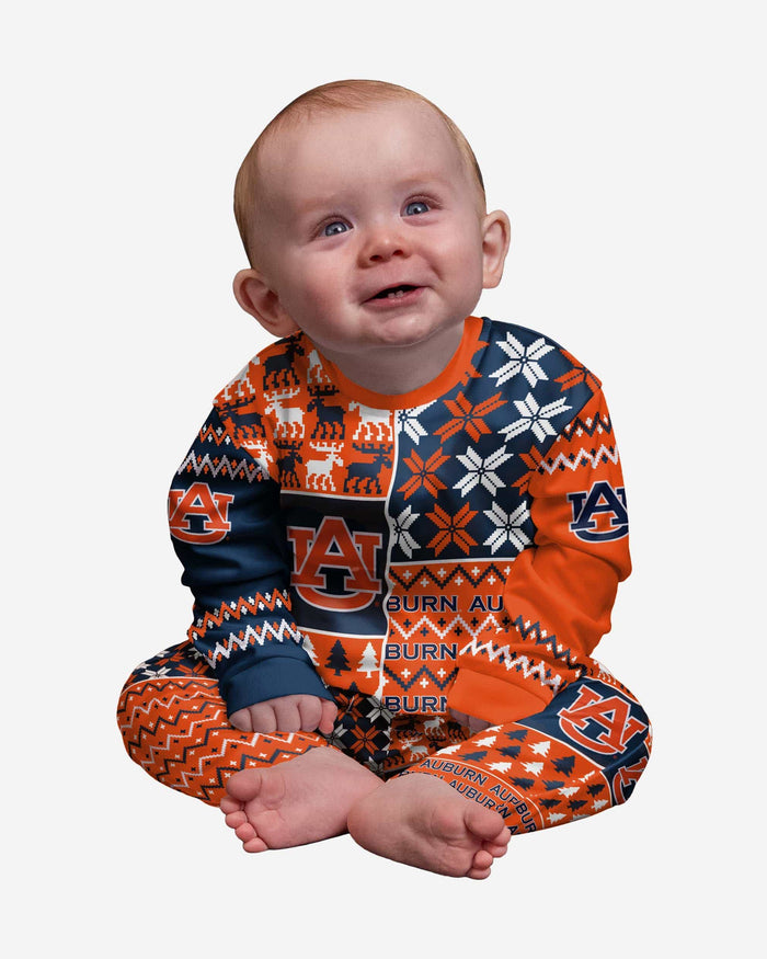 Auburn Tigers Infant Busy Block Family Holiday Pajamas FOCO 12 mo - FOCO.com