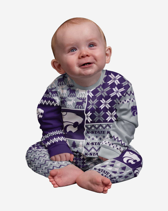 Kansas State Wildcats Infant Busy Block Family Holiday Pajamas FOCO 12 mo - FOCO.com