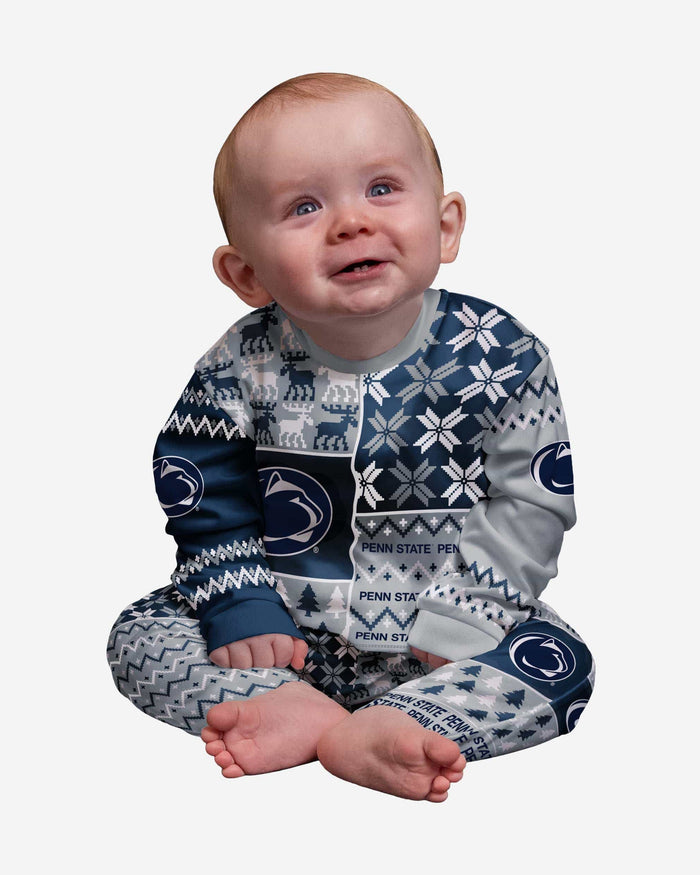 Penn State Nittany Lions Infant Busy Block Family Holiday Pajamas FOCO 12 mo - FOCO.com