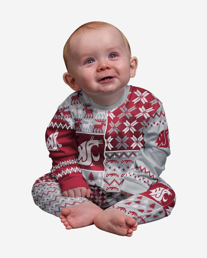 Washington State Cougars Infant Busy Block Family Holiday Pajamas FOCO 12 mo - FOCO.com