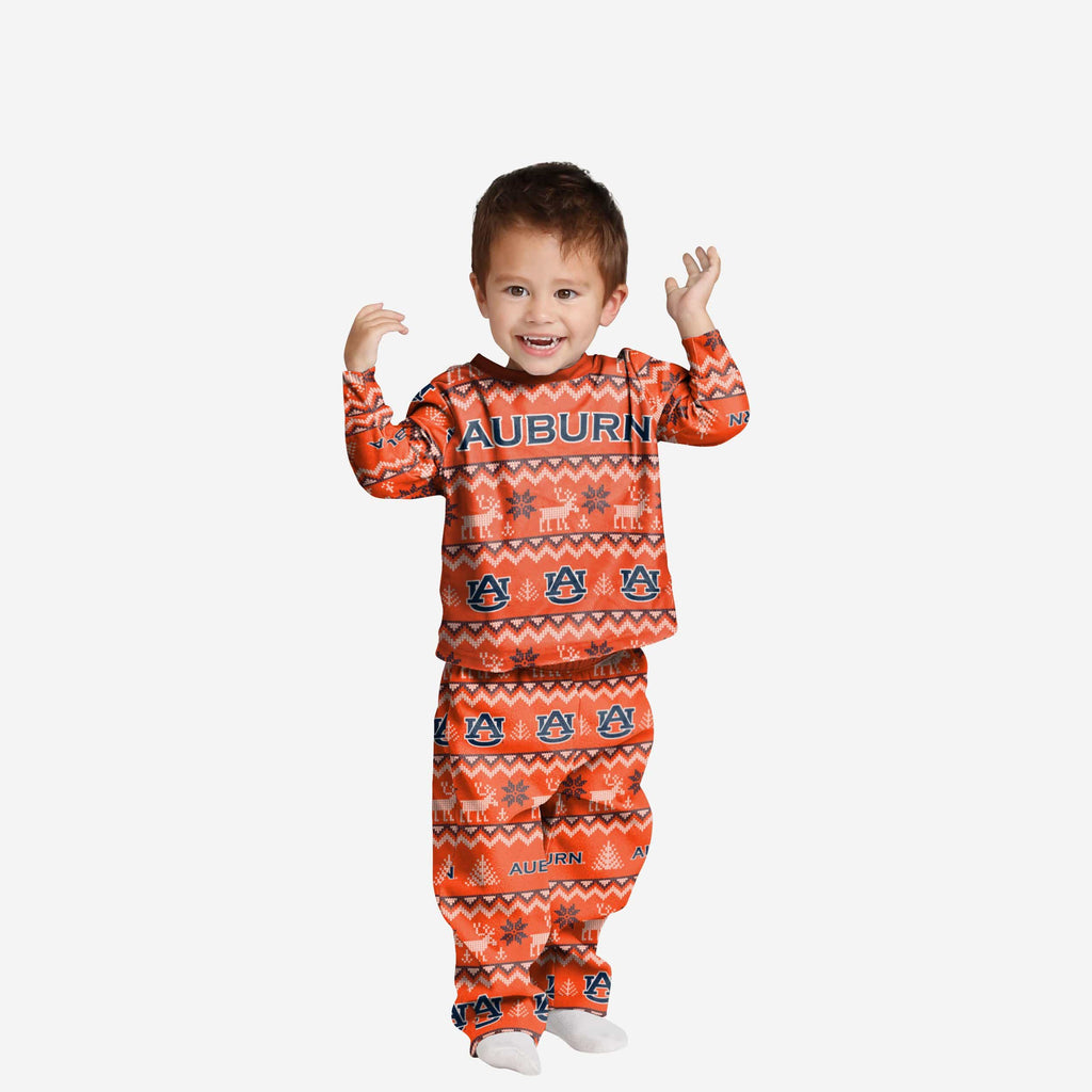 Auburn Tigers Toddler Ugly Pattern Family Holiday Pajamas FOCO 2T - FOCO.com